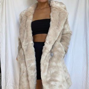 BOOHOO double breasted faux fur coat